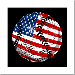 Baseball American Flag 4Th Of July Posters and Art